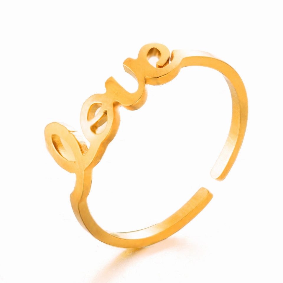 Wholesale Stainless Steel Open Letter Love Ring