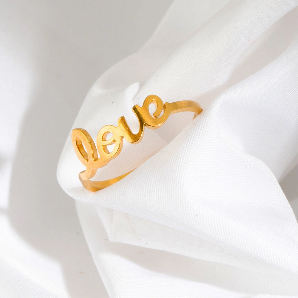 Wholesale Stainless Steel Open Letter Love Ring