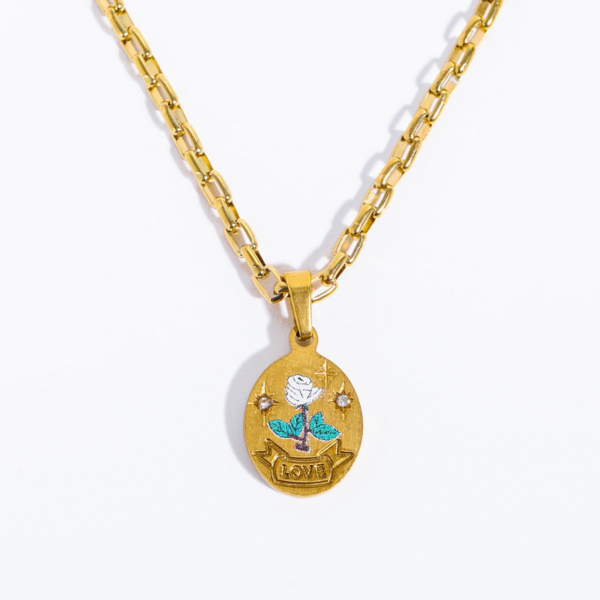 Wholesale Stainless Steel Painted Flower Heart Pendant Necklaces