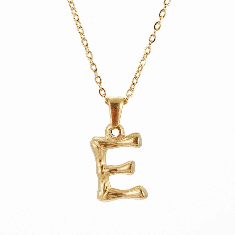 Wholesale Stainless Steel Plated 18K Bamboo Letter Necklace