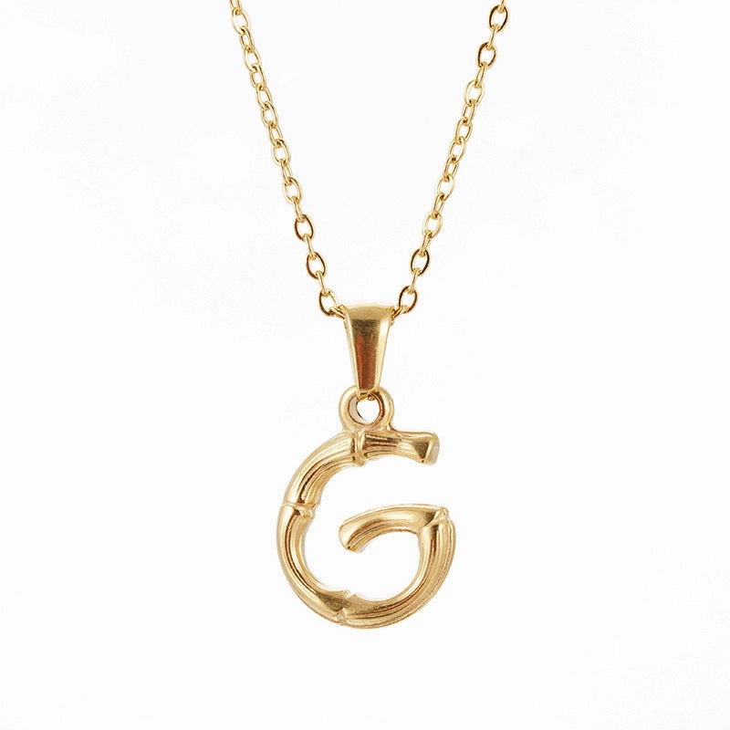 Wholesale Stainless Steel Plated 18K Bamboo Letter Necklace