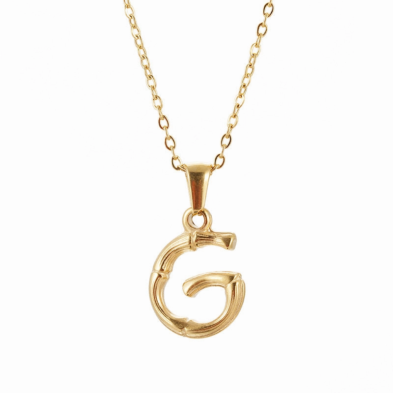 Wholesale Stainless Steel Plated 18K Bamboo Letter Necklace