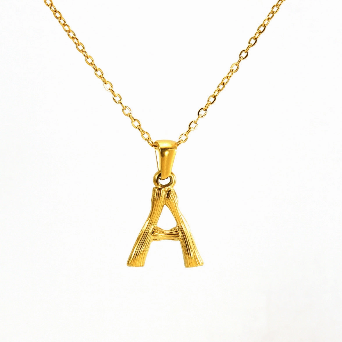 Wholesale Stainless Steel Plated 18K Bamboo Letter Necklace