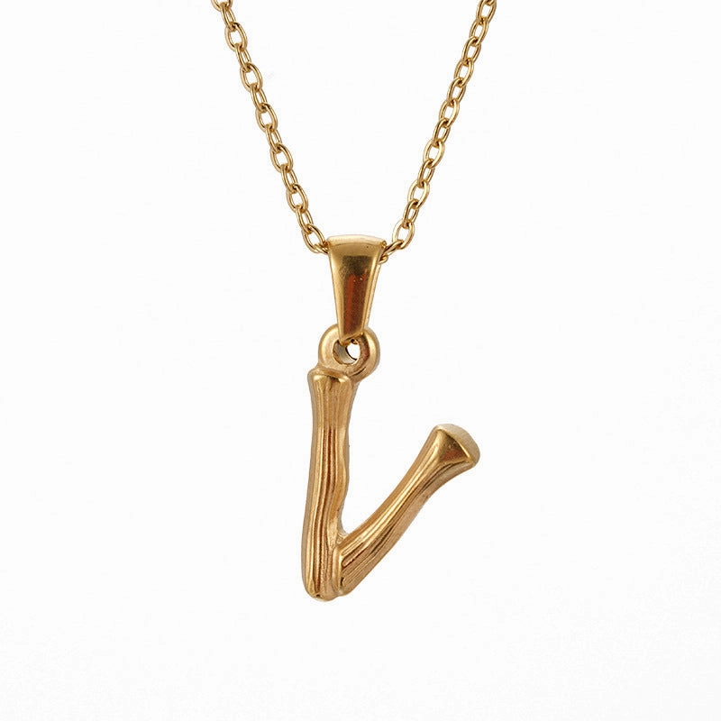 Wholesale Stainless Steel Plated 18K Bamboo Letter Necklace
