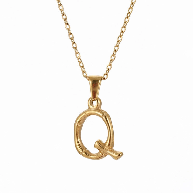 Wholesale Stainless Steel Plated 18K Bamboo Letter Necklace