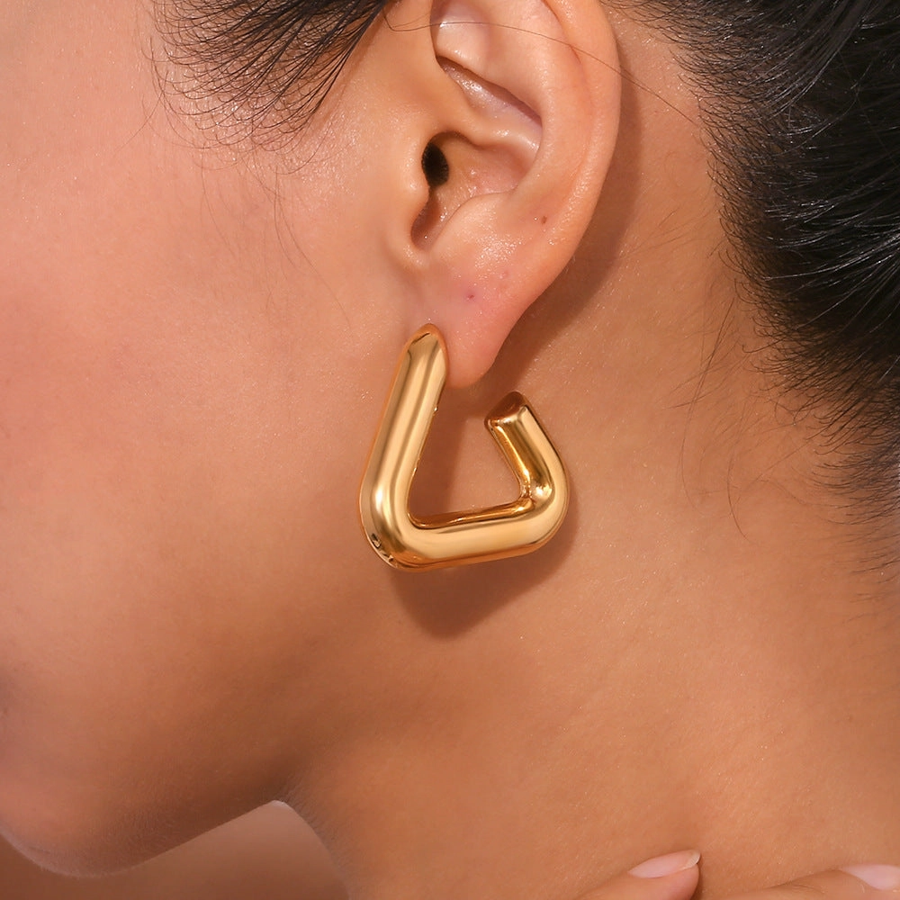 Wholesale Stainless Steel Plated 18K Gold Geometric Tripod Hollow Earrings