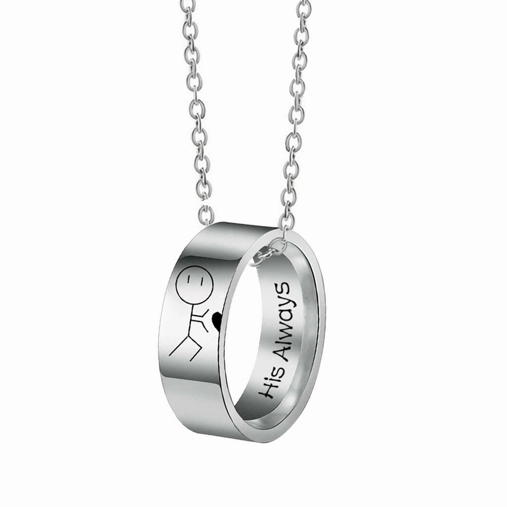 Wholesale Stainless Steel Ring His Always Her Forever Couple Titanium Steel Pendant Necklaces
