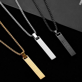 Wholesale Stainless Steel Roman Retro Three-Dimensional Rectangular Necklaces