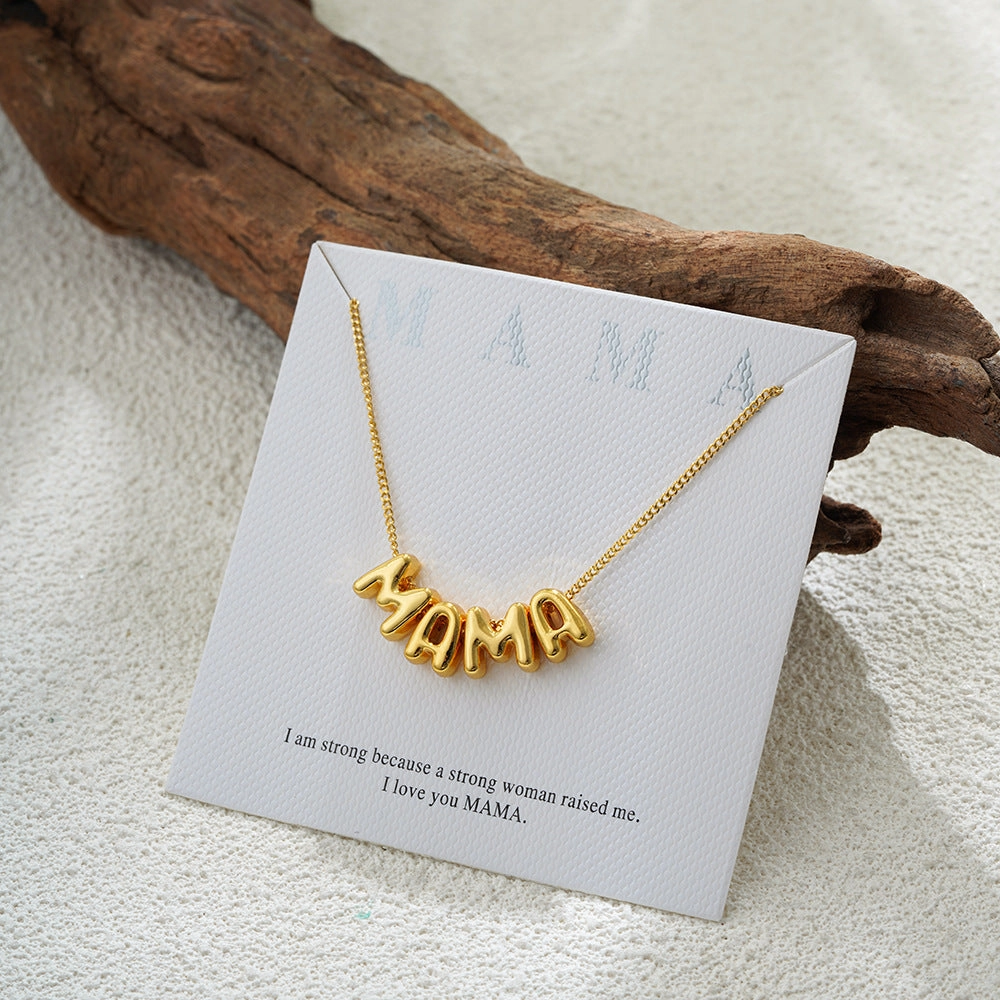 Wholesale Stainless Steel Rose Gold Plated Mother's Day DIY Letter Necklace