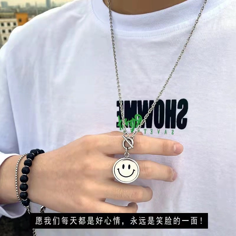 Wholesale Stainless Steel Rotating Smiley Face Sweater Chain