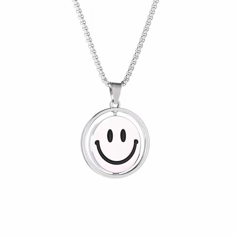 Wholesale Stainless Steel Rotating Smiley Face Sweater Chain