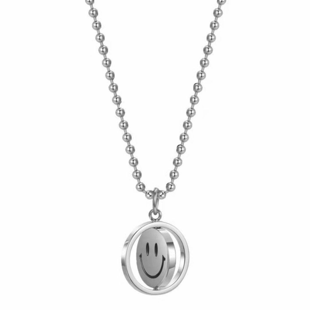 Wholesale Stainless Steel Rotating Smiley Face Sweater Chain