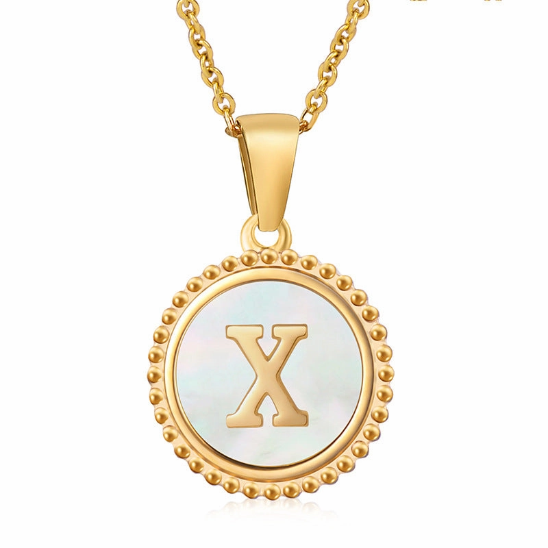 Wholesale Stainless Steel Shell Letter Necklaces