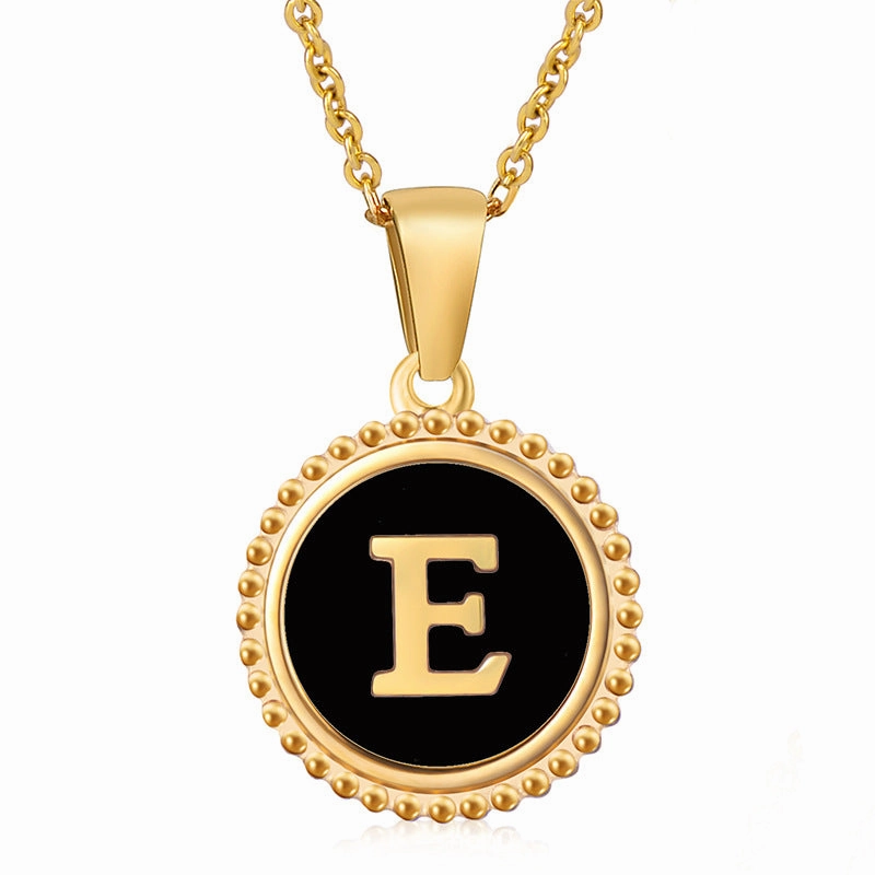 Wholesale Stainless Steel Shell Round Capital Letter Necklace