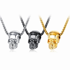 Wholesale Stainless Steel Skull Punk Men's Necklace