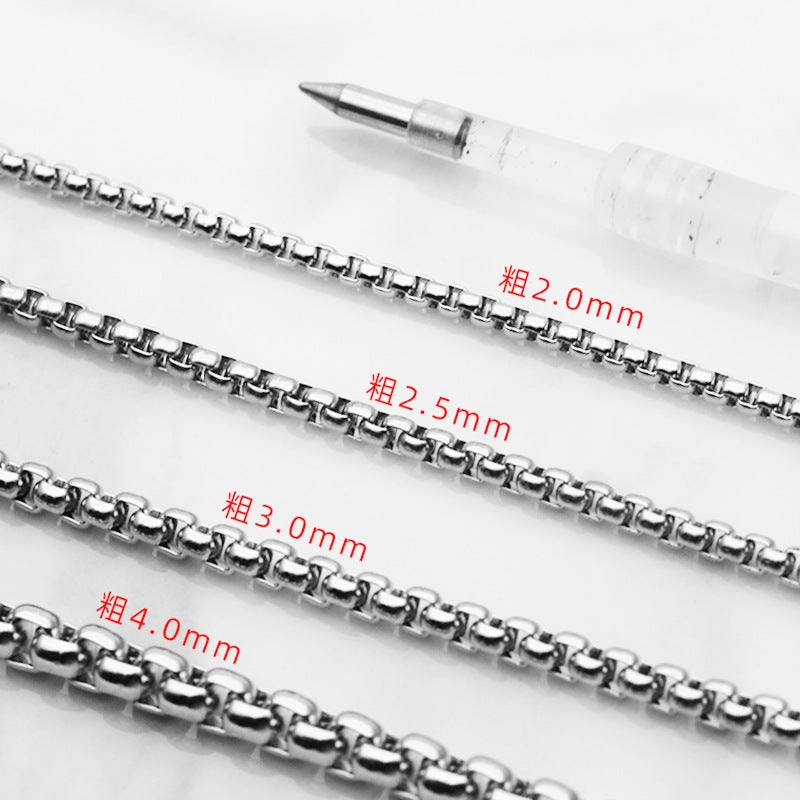 Wholesale Stainless Steel Square Pearl Chain Men's Titanium Steel Necklaces