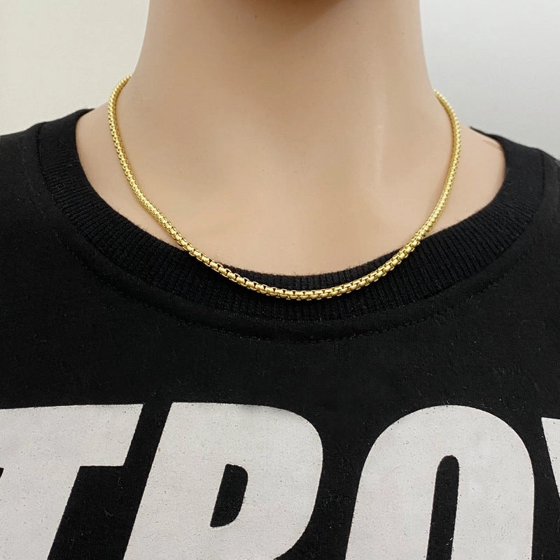 Wholesale Stainless Steel Square Pearl Chain Men's Titanium Steel Necklaces