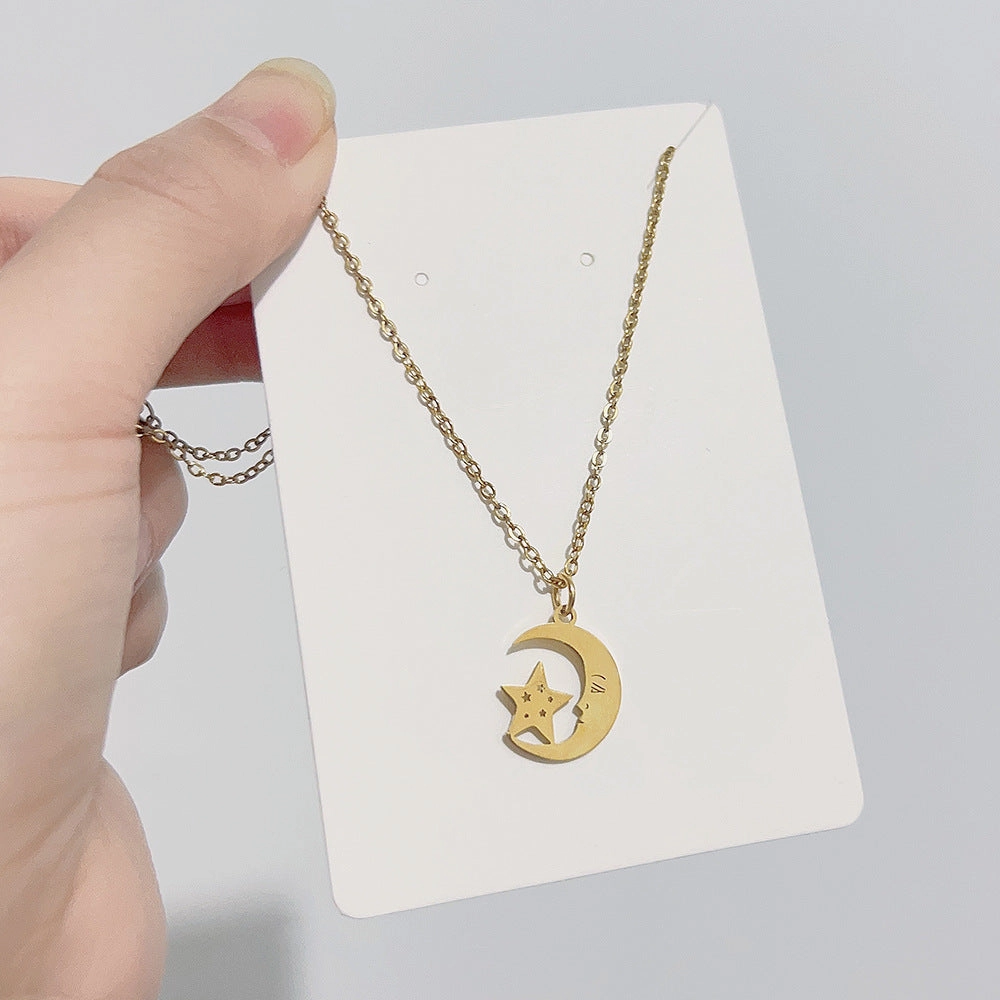 Wholesale Stainless Steel Star Moon Sun Necklace