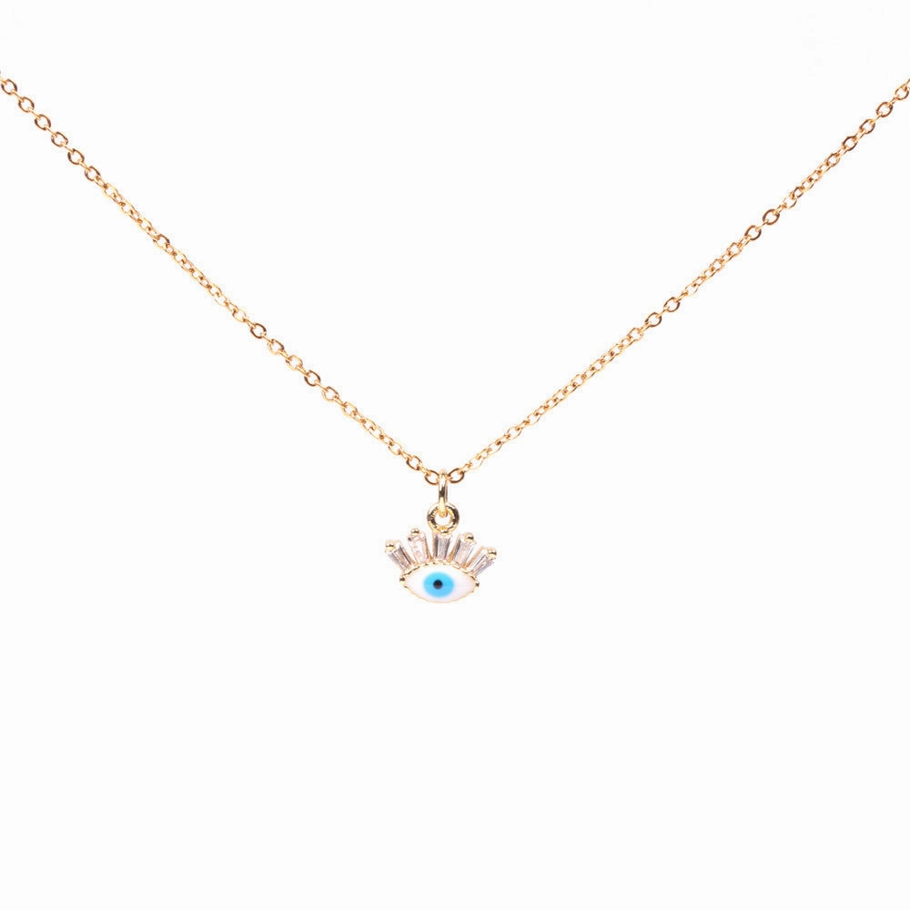 Wholesale Stainless Steel Stone Devil Eye Blue Eyes Necklace