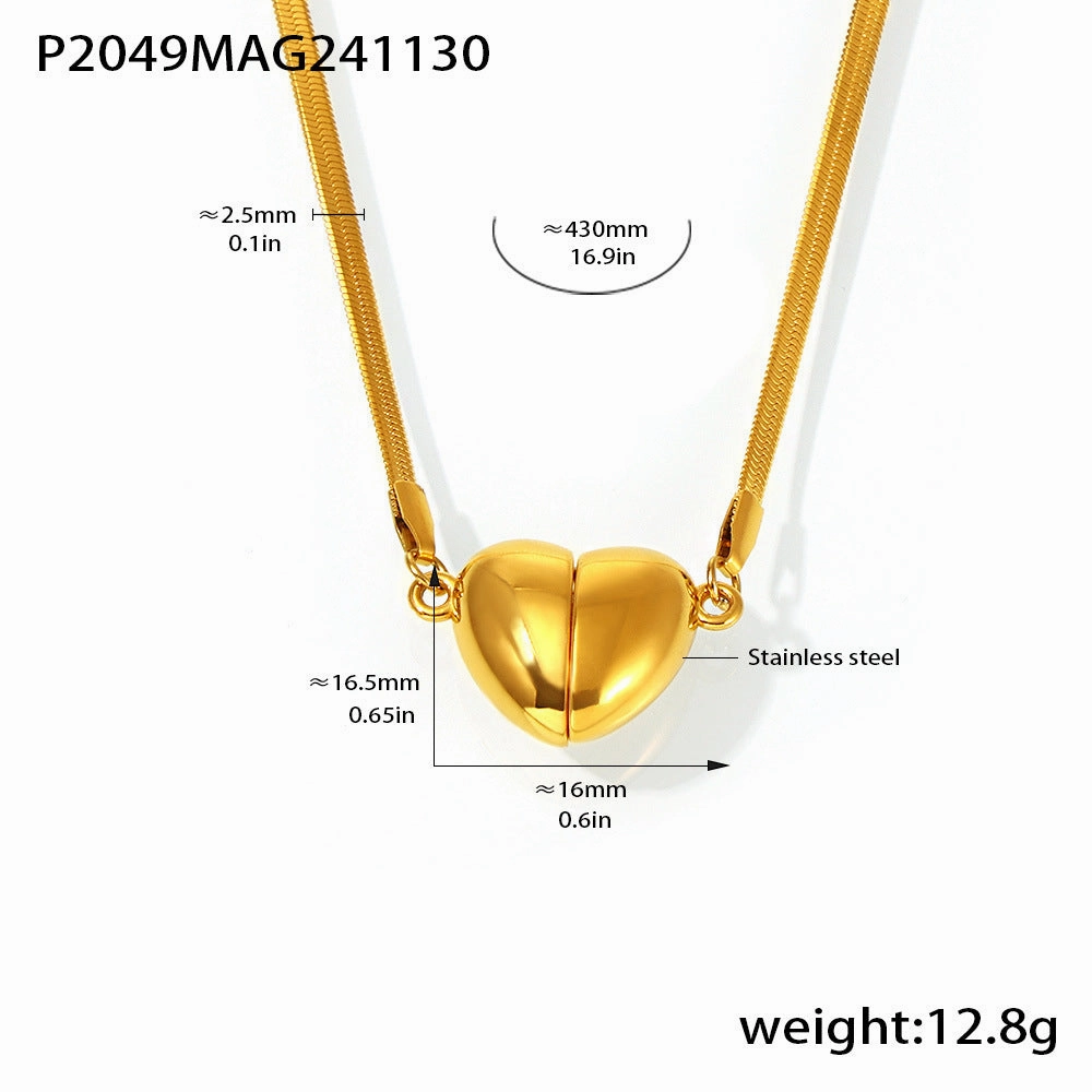 Wholesale Stainless Steel Sweet Love Heart Super Strong Magnet Detachable Clavicle Temperament Necklaces
