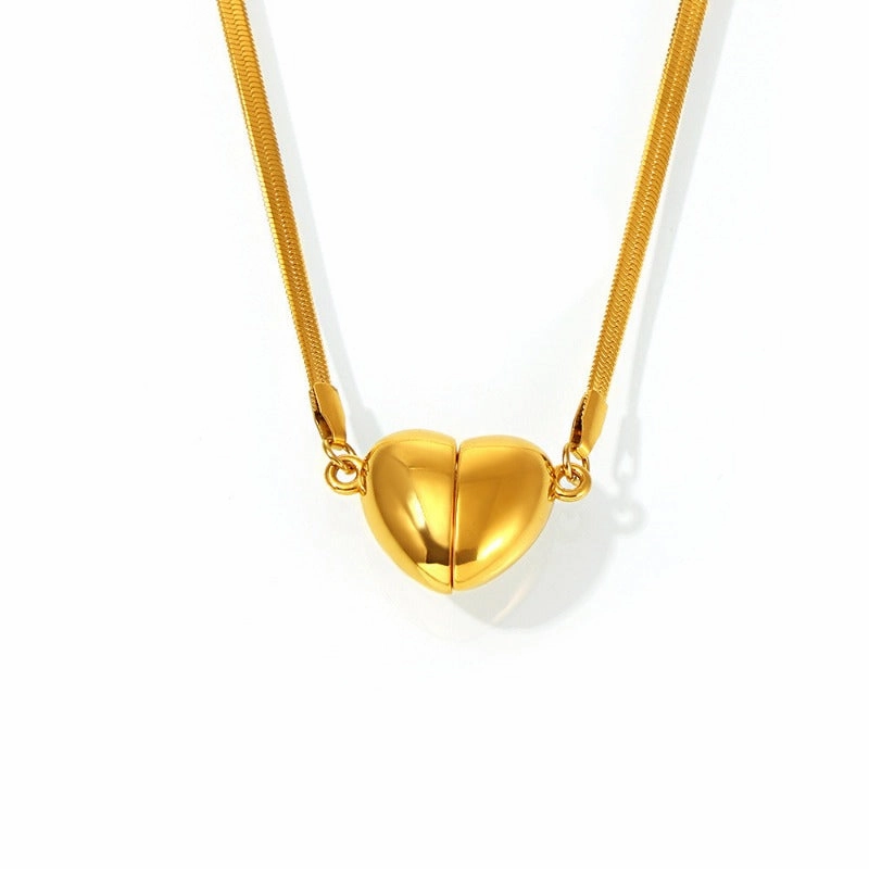 Wholesale Stainless Steel Sweet Love Heart Super Strong Magnet Detachable Clavicle Temperament Necklaces