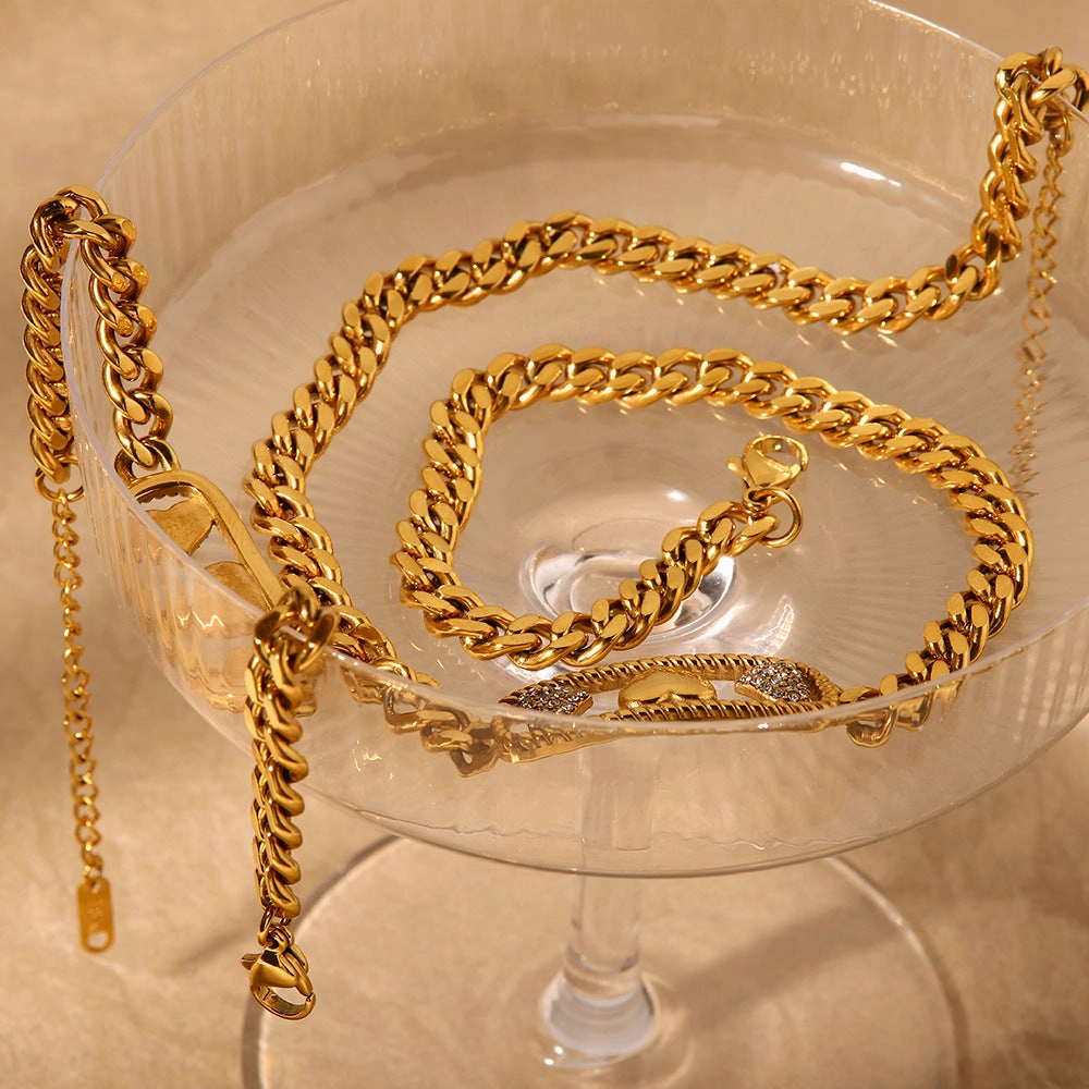 Wholesale Stainless Steel Thick Chain Heart Bracelet
