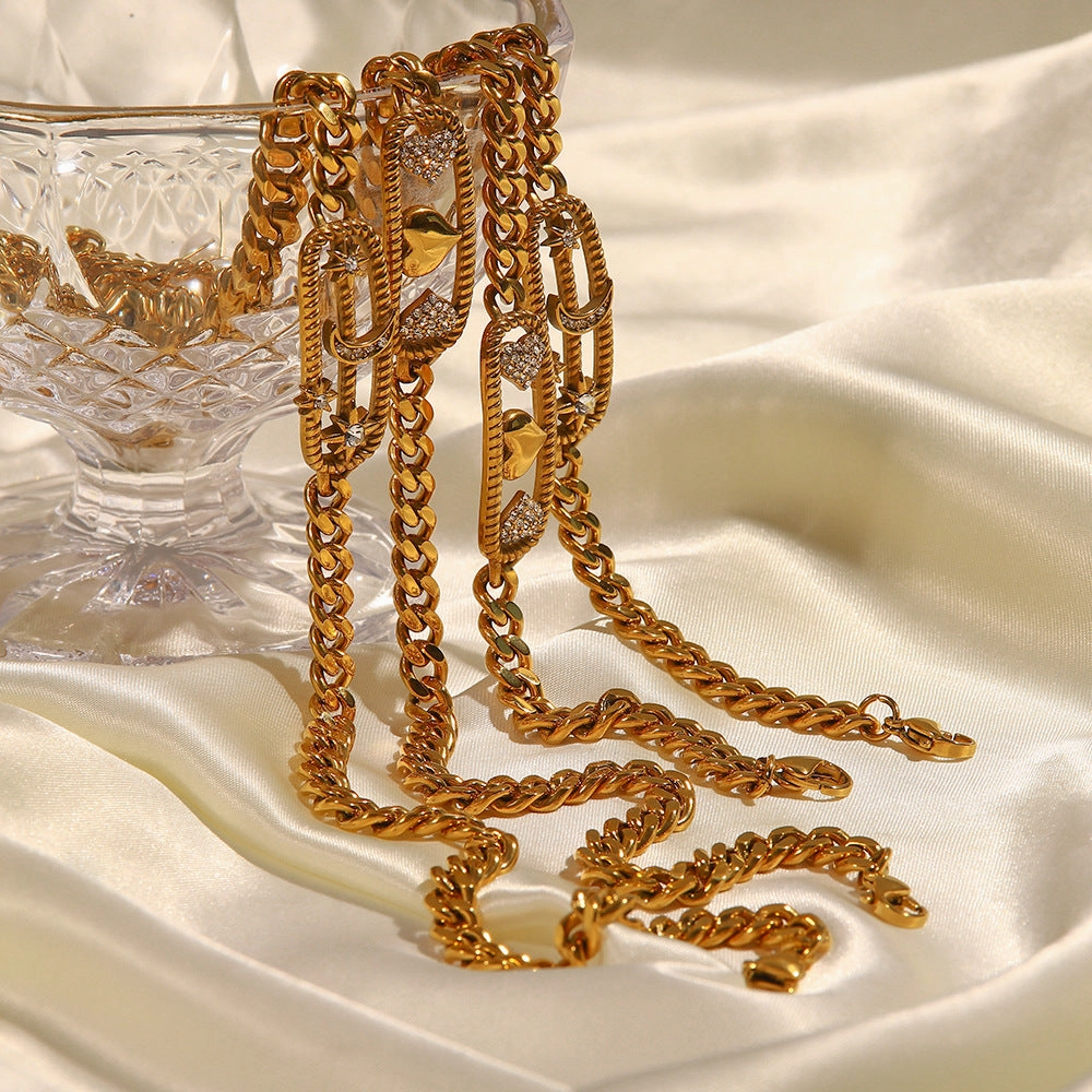 Wholesale Stainless Steel Thick Chain Heart Bracelet