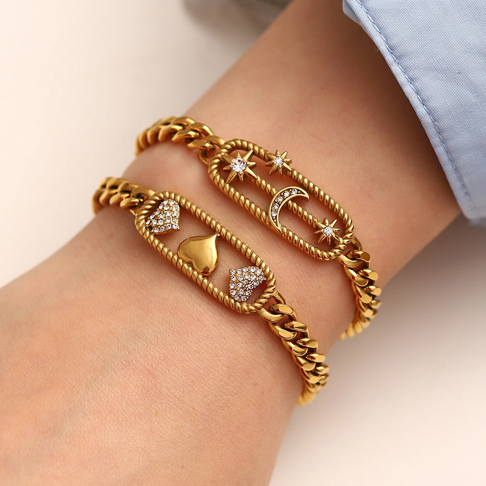 Wholesale Stainless Steel Thick Chain Heart Bracelet