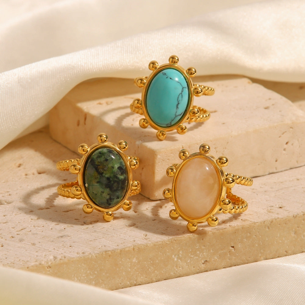 Wholesale Stainless Steel Turquoise Plated 18K Gold Open Ring