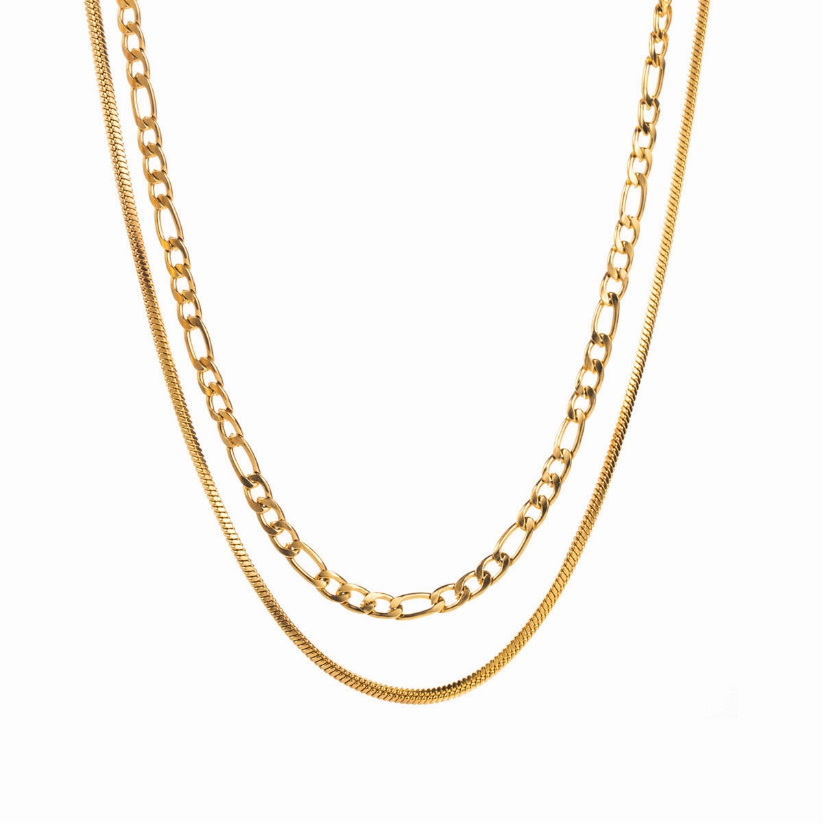 Wholesale Stainless Steel Vintage Square Plate Double Layer Necklace