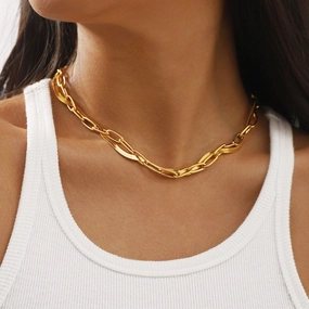 Wholesale Stainless Steel Vintage Square Plate Double Layer Necklace