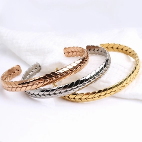 Wholesale Stainless Steel Wheat Ear Open Bracelet