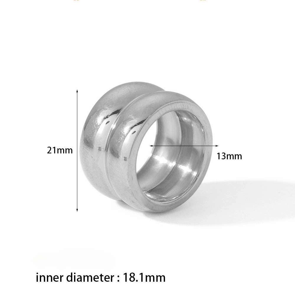 Wholesale Stainless Steel Wide Edged Double-layer Rings