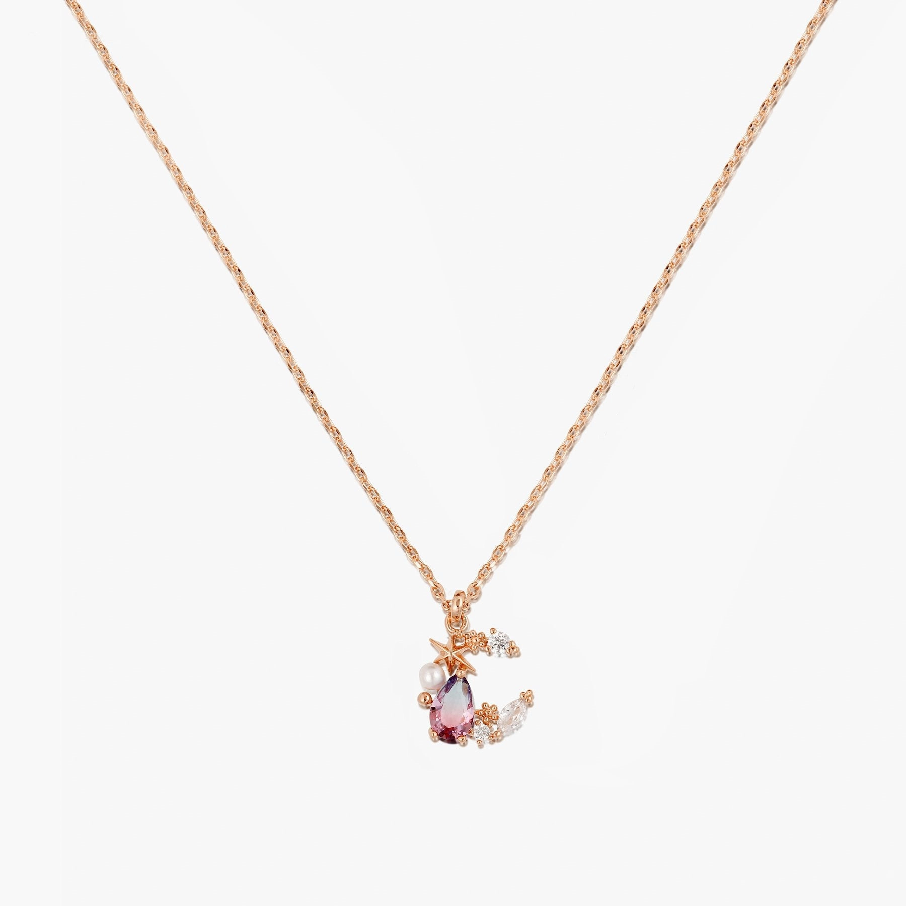Wholesale Star and Moon Element 18K Gold Preserved Color Necklaces