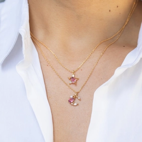 Wholesale Star and Moon Element 18K Gold Preserved Color Necklaces