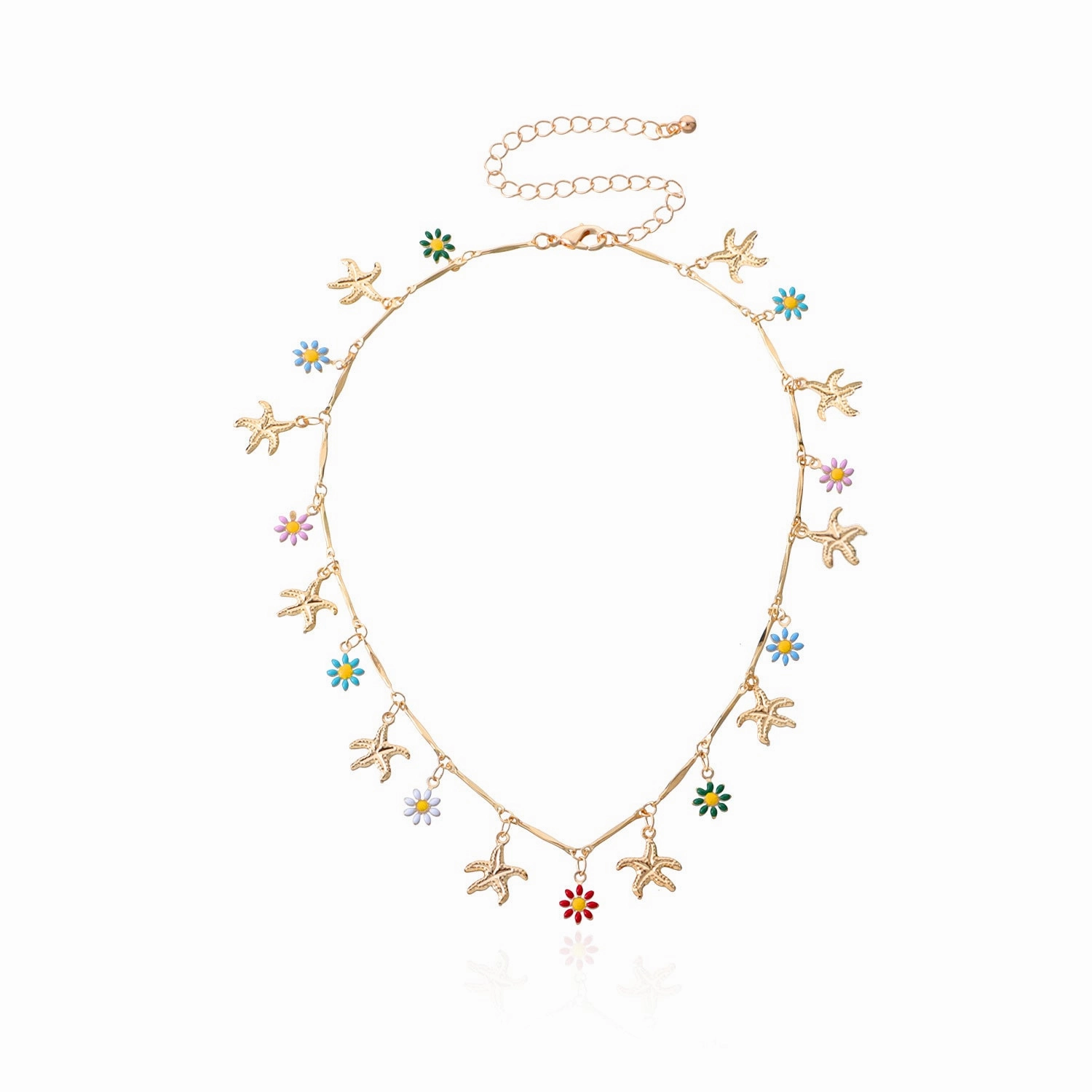 Wholesale Starfish Flower Alloy Necklaces