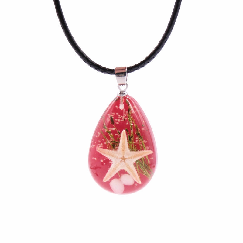 Wholesale Starfish Luminous Stone Resin Necklace