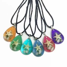 Wholesale Starfish Luminous Stone Resin Necklace
