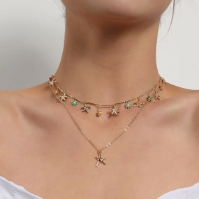Wholesale Starfish Pendant Alloy Necklaces