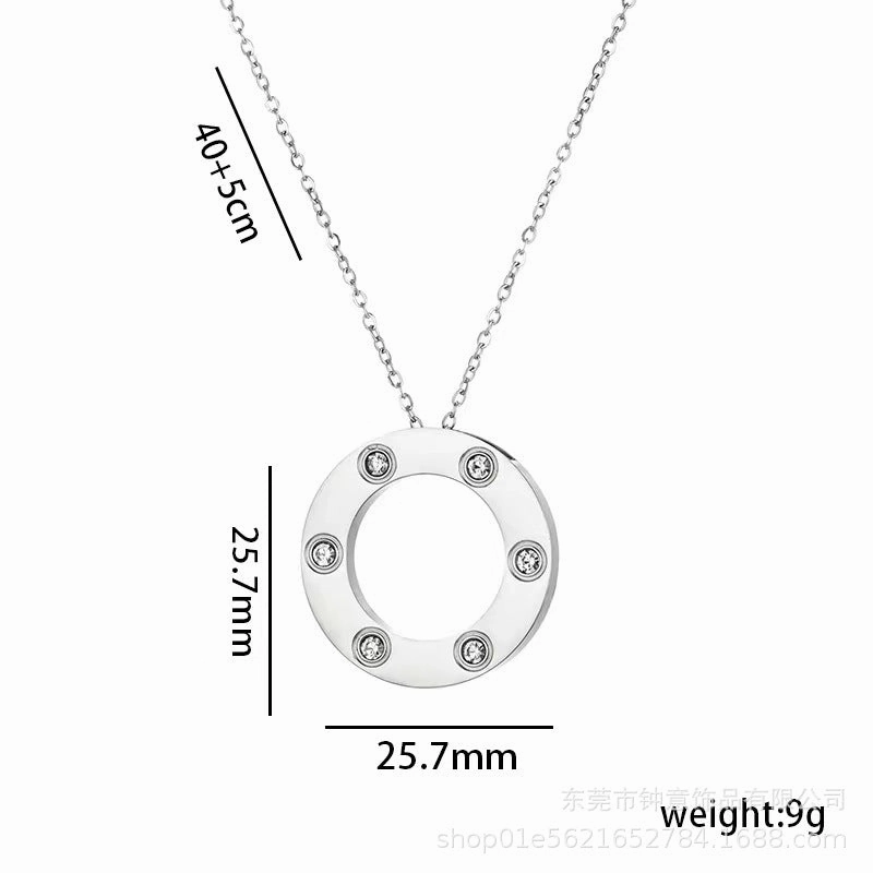 Wholesale Starry Sky Design Pearl Light Luxury Round Cake Titanium Steel Necklaces