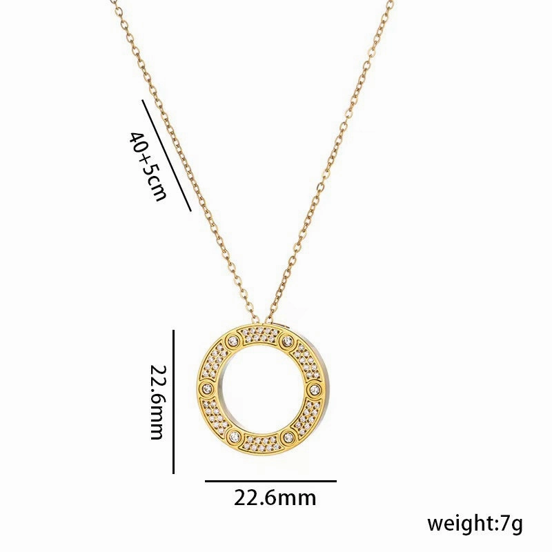 Wholesale Starry Sky Design Pearl Light Luxury Round Cake Titanium Steel Necklaces