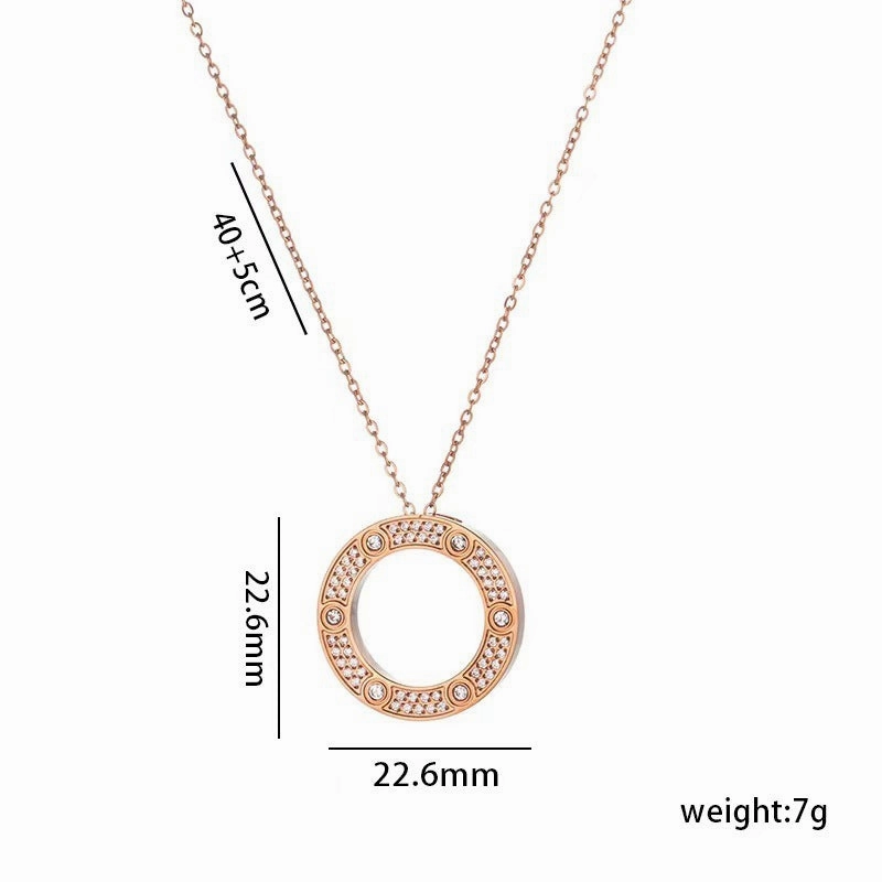 Wholesale Starry Sky Design Pearl Light Luxury Round Cake Titanium Steel Necklaces