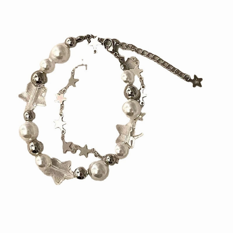 Wholesale Stars Double Layer Pearl Beaded Bracelet