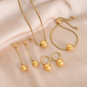 Wholesale Steel Ball Chain Titanium Steel Bracelet Earrings Necklace Jewelry Set