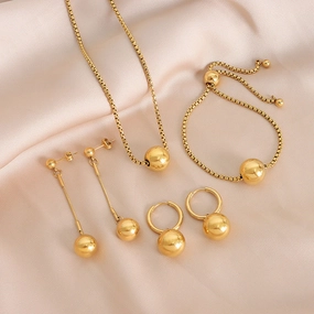 Wholesale Steel Ball Chain Titanium Steel Bracelet Earrings Necklace Jewelry Set