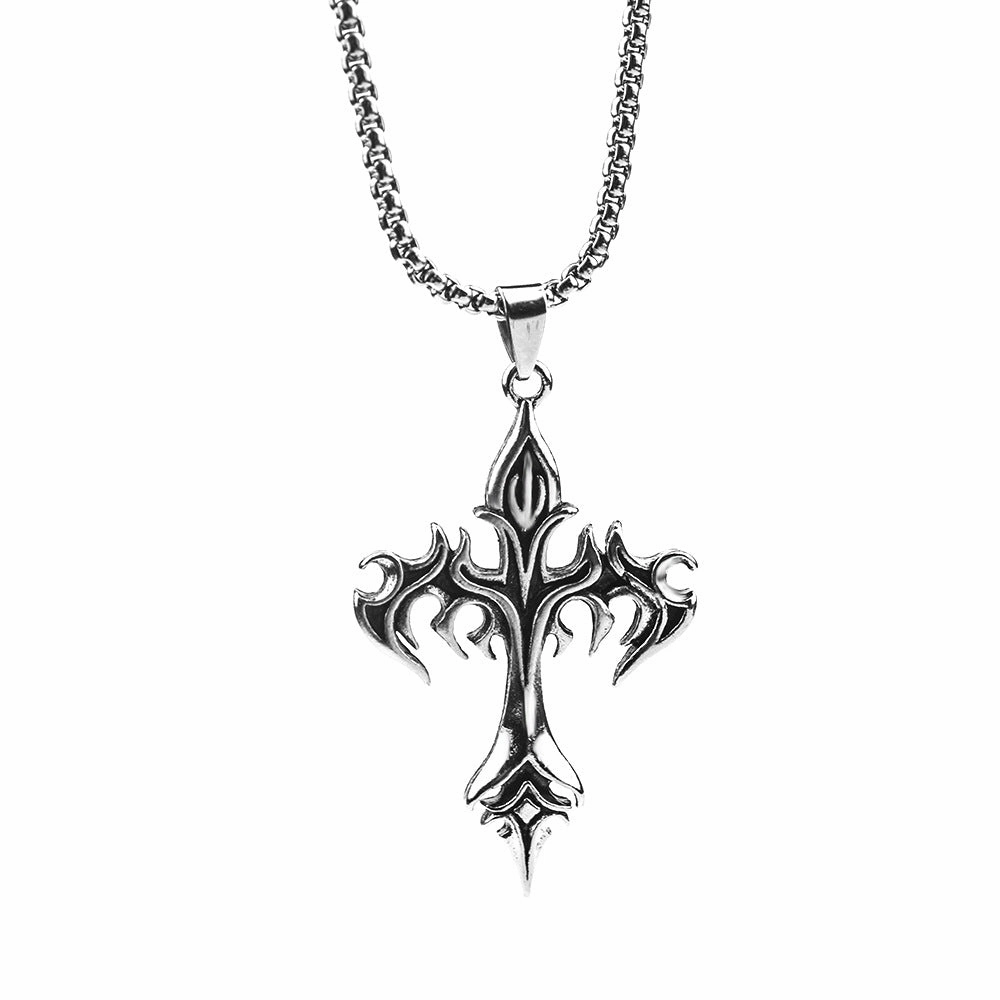 Wholesale Steel Warrior Cross Amulet Pendant Stainless Steel Necklaces