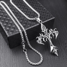 Wholesale Steel Warrior Cross Amulet Pendant Stainless Steel Necklaces