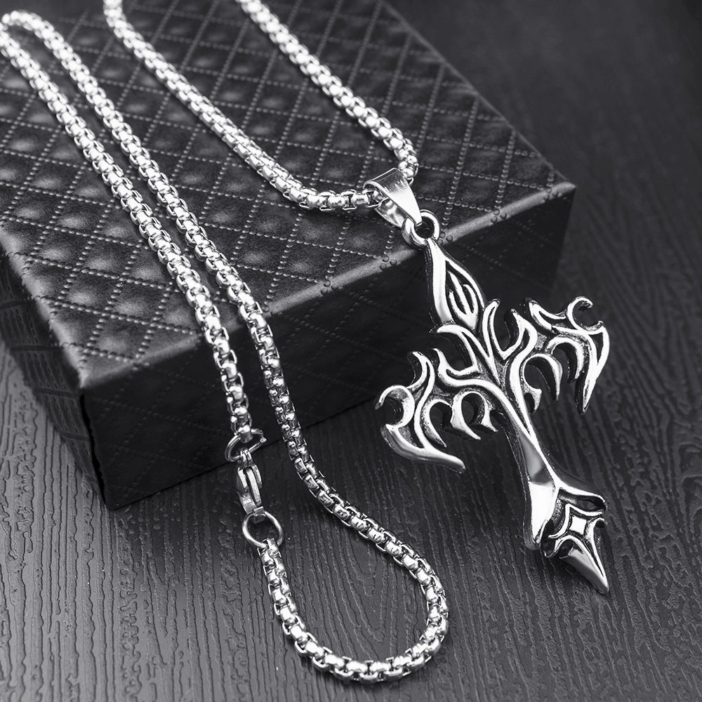 Wholesale Steel Warrior Cross Amulet Pendant Stainless Steel Necklaces