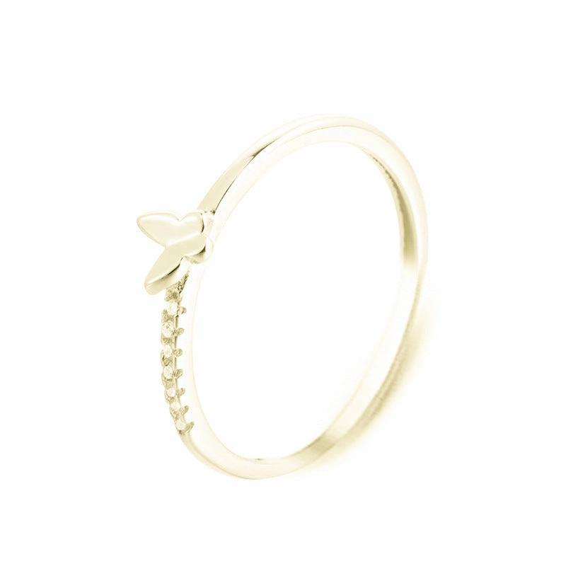 Wholesale Sterling Silver Gold Plated Small Butterfly Ring