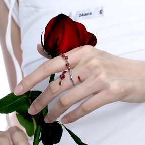 Wholesale Sterling Silver Niche Red Rose Copper Rings